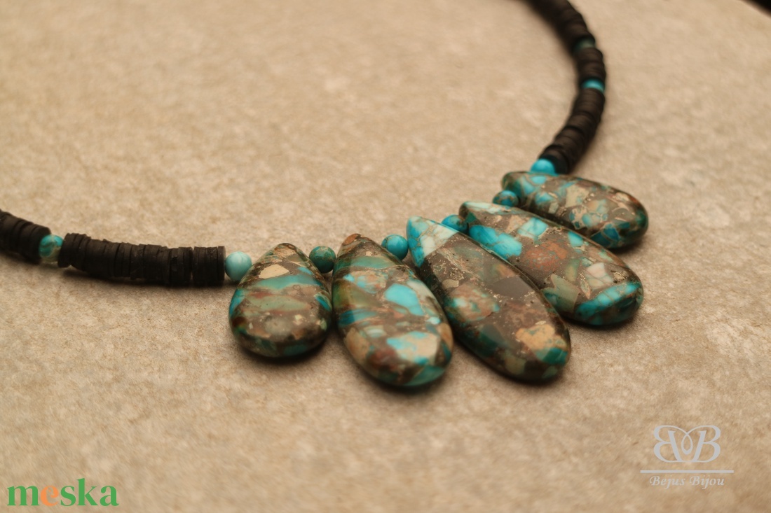 Kék kő nyaklánc - nagy - ékszer - nyaklánc - statement nyaklánc - Meska.hu