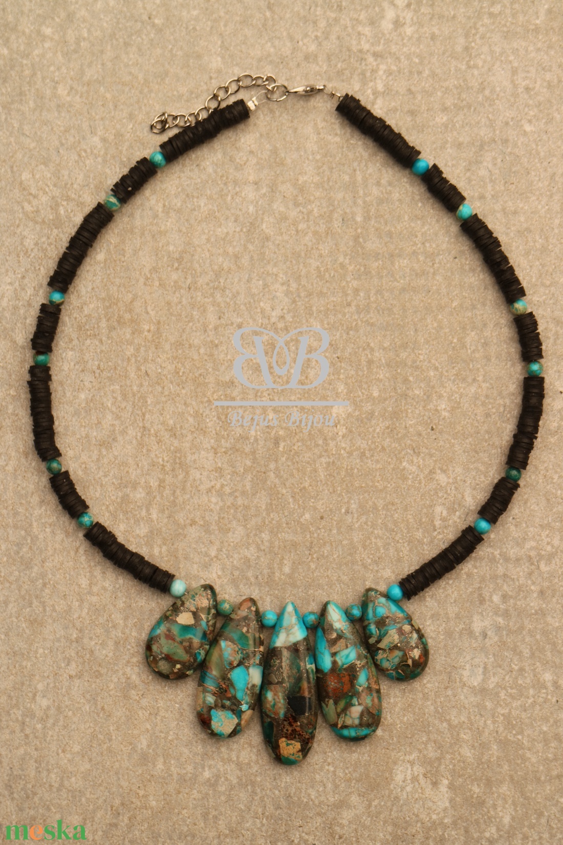 Kék kő nyaklánc - nagy - ékszer - nyaklánc - statement nyaklánc - Meska.hu