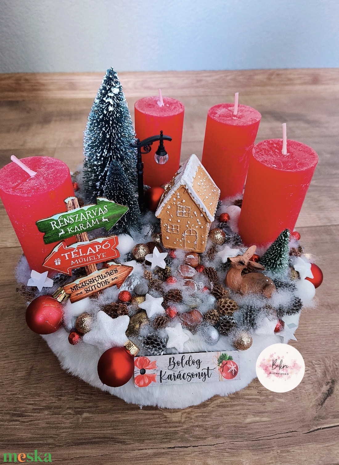 Mézeskalács házikó adventi koszorú  - karácsony - adventi díszek - adventi koszorú - Meska.hu