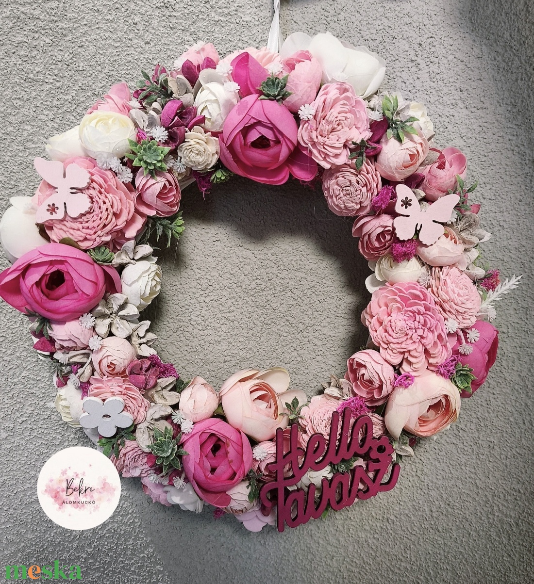 Tavaszi kopogtató - Hello  - otthon & életmód - dekoráció - ajtó- és ablak dekoráció - ajtódísz & kopogtató - Meska.hu