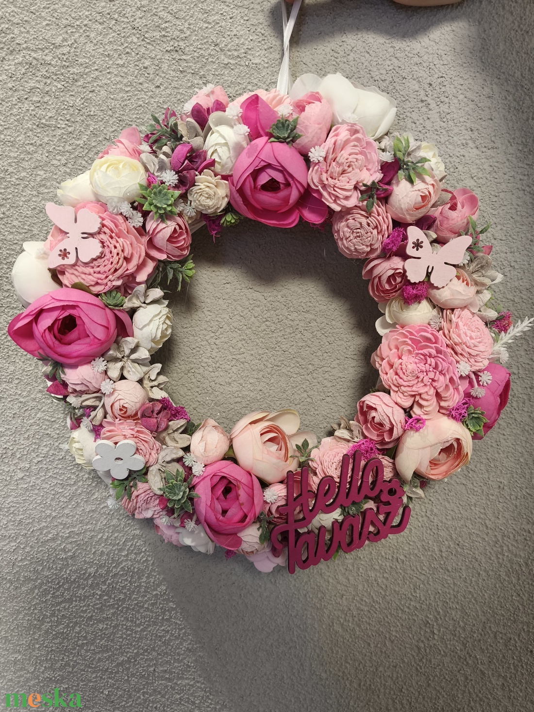 Tavaszi kopogtató - Hello  - otthon & életmód - dekoráció - ajtó- és ablak dekoráció - ajtódísz & kopogtató - Meska.hu