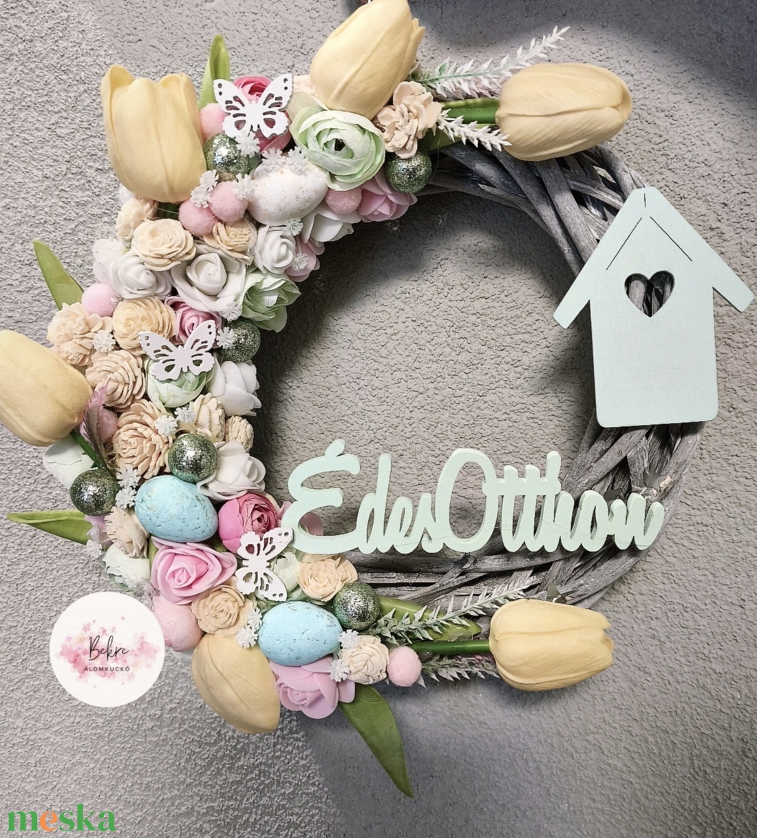 Tavaszi kopogtató - Édes zöld  - otthon & életmód - dekoráció - ajtó- és ablak dekoráció - ajtódísz & kopogtató - Meska.hu