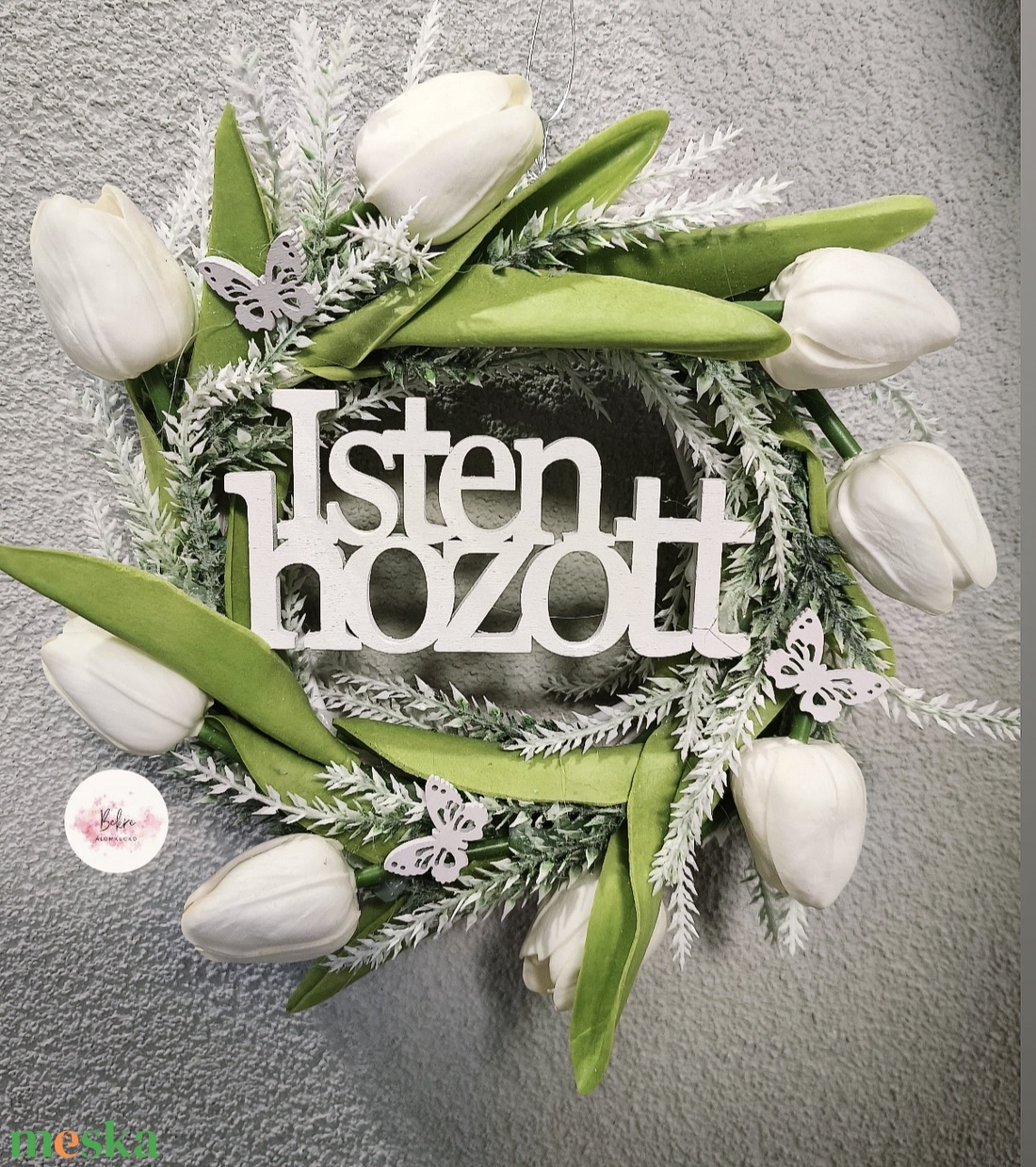 Tavaszi kopogtató - Fehér  - otthon & életmód - dekoráció - ajtó- és ablak dekoráció - ajtódísz & kopogtató - Meska.hu