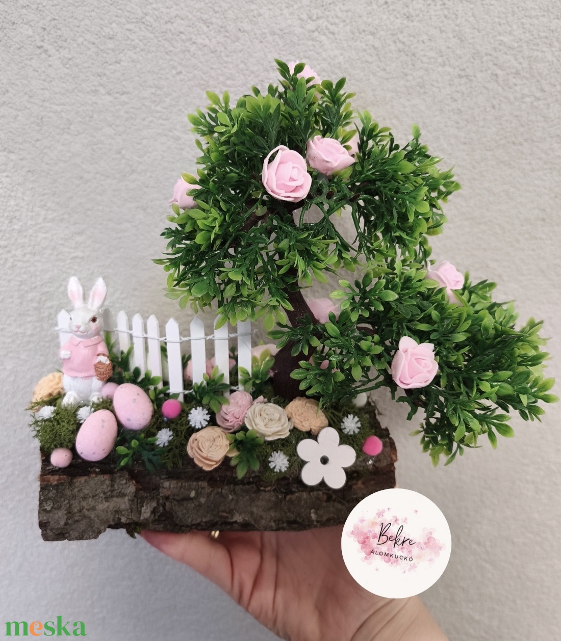 Rózsaszín nyuszis asztaldísz - ünnepi díszek, dekorációk - húsvéti díszek és dekorációk - húsvéti asztaldíszek - Meska.hu
