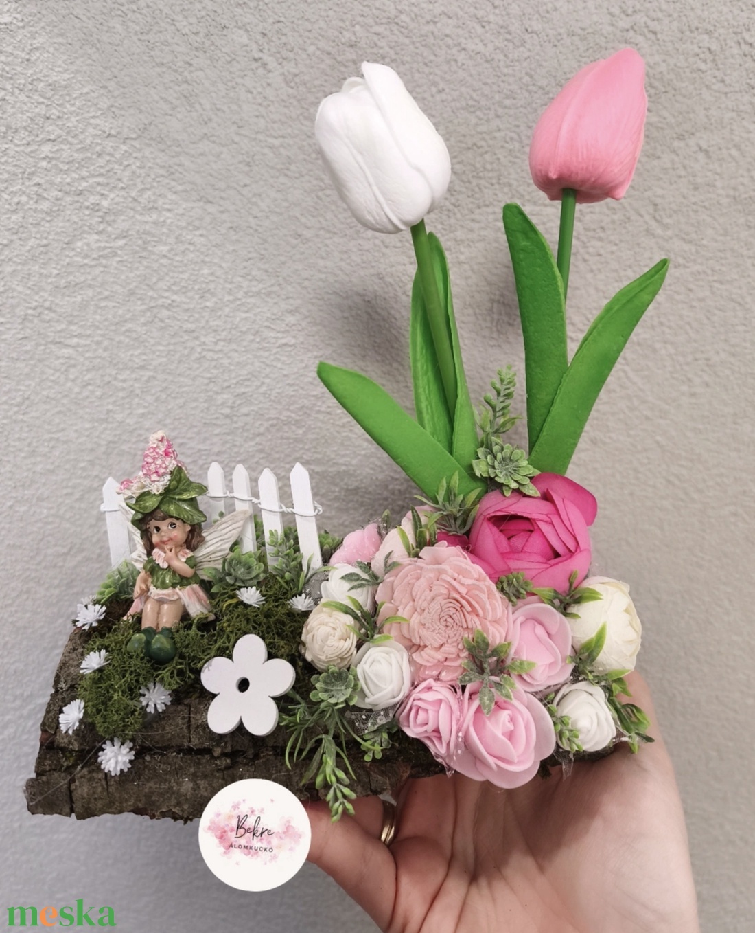 Tavasztündér asztaldísz - zöld  - ünnepi díszek, dekorációk - húsvéti díszek és dekorációk - húsvéti asztaldíszek - Meska.hu