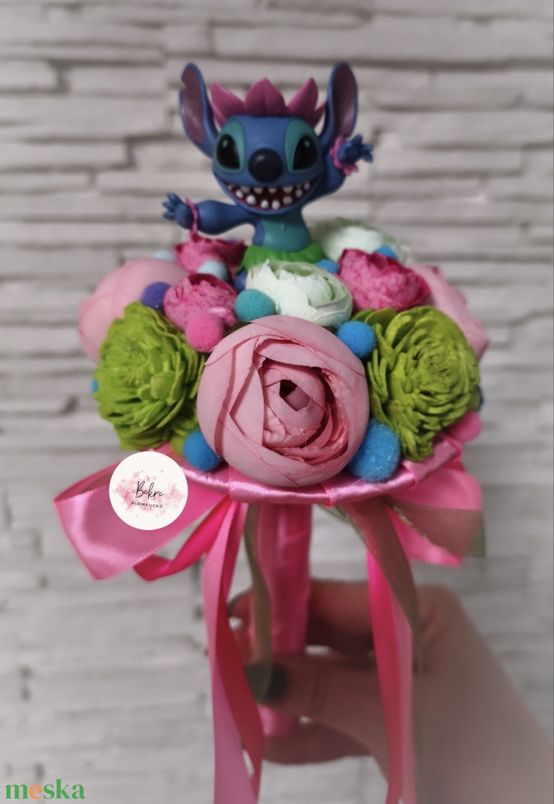 Stitch lányos ballagási örökcsokor  - otthon & életmód - virágdekoráció - virágok - virágcsokor - Meska.hu