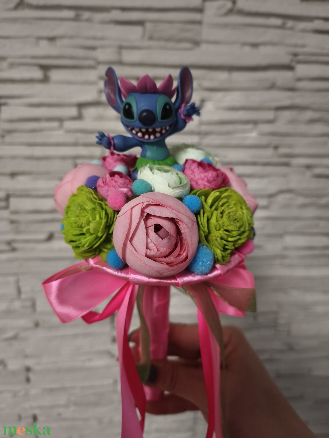 Stitch lányos ballagási örökcsokor  - otthon & életmód - virágdekoráció - virágok - virágcsokor - Meska.hu