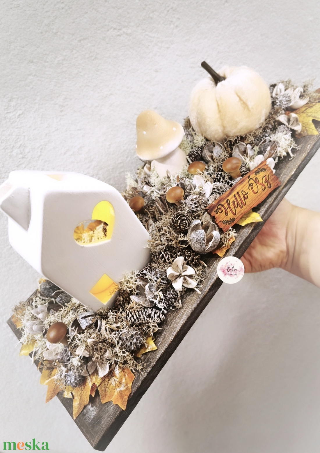 Őszi natúr tálcás dekoráció  - otthon & életmód - dekoráció - halloween - halloweeni asztaldísz - Meska.hu