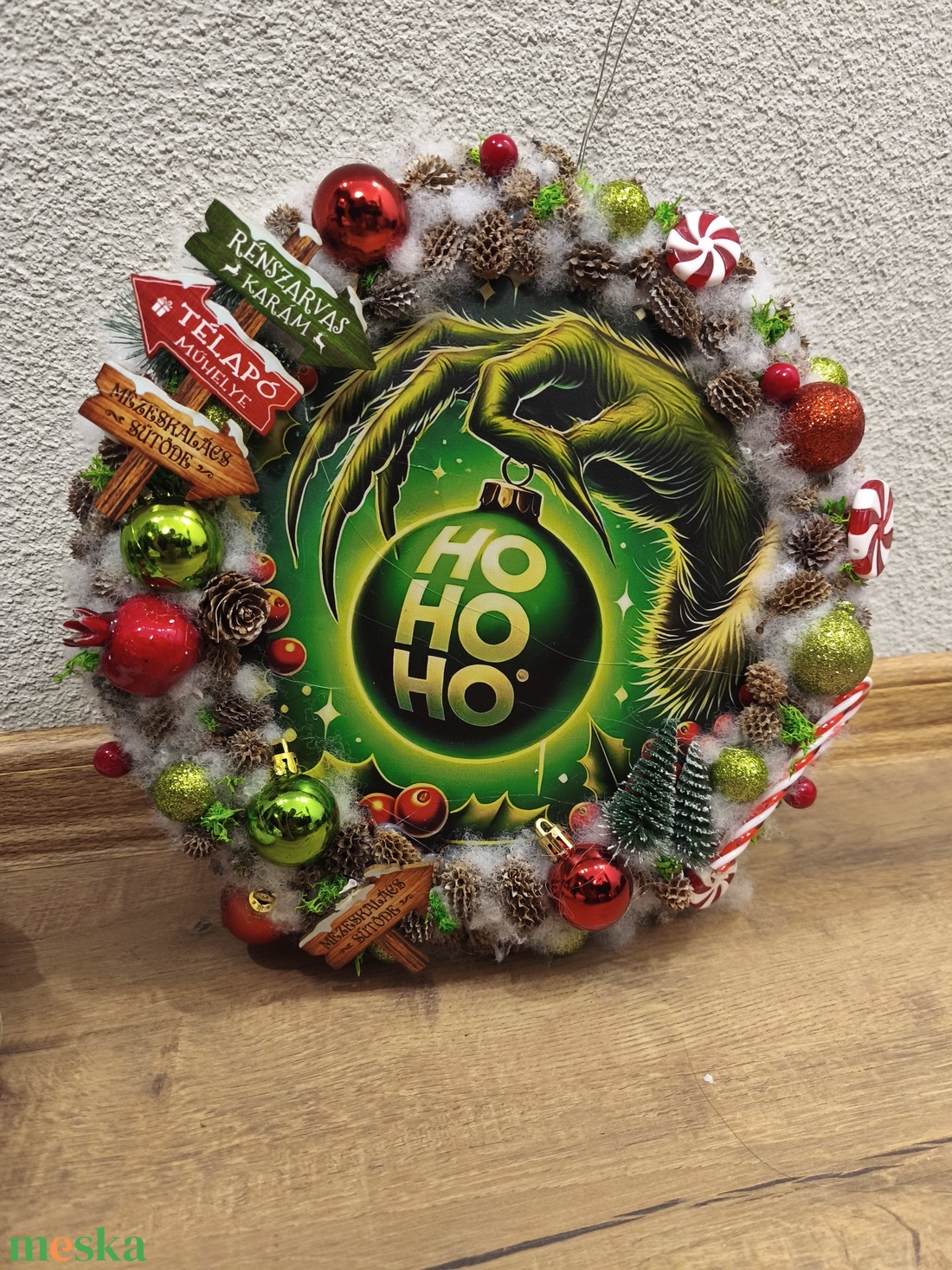 Grinches adventi kopogtató - karácsony - karácsonyi lakásdekoráció - karácsonyi ajtódíszek - Meska.hu