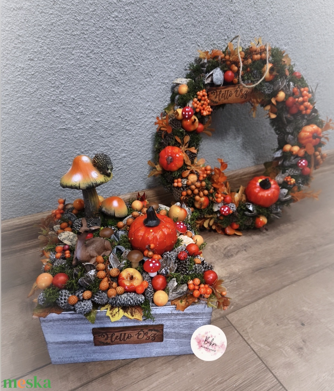 Őszi kopogtató nagy  - otthon & életmód - dekoráció - ajtó- és ablak dekoráció - ajtódísz & kopogtató - Meska.hu