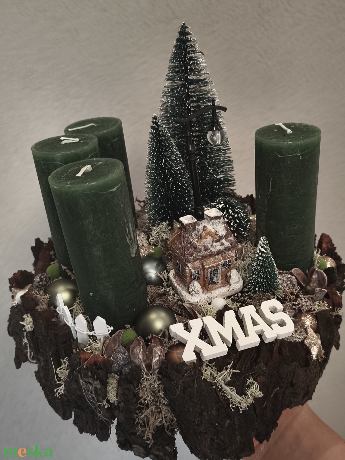 Erdei ház - adventi koszorú  - karácsony - adventi díszek - adventi gyertyadíszek és koszorúdíszek - Meska.hu