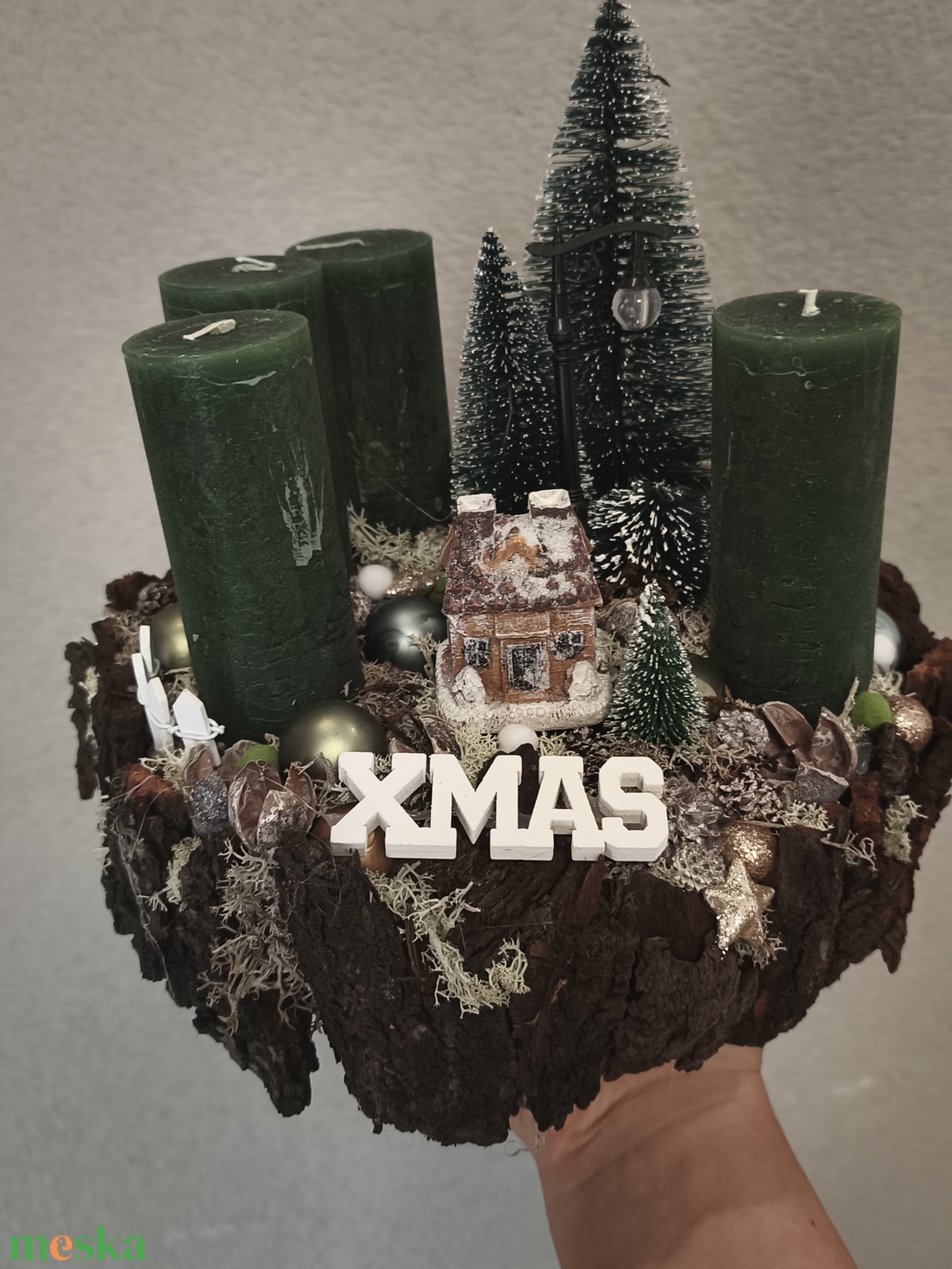 Erdei ház - adventi koszorú  - karácsony - adventi díszek - adventi gyertyadíszek és koszorúdíszek - Meska.hu