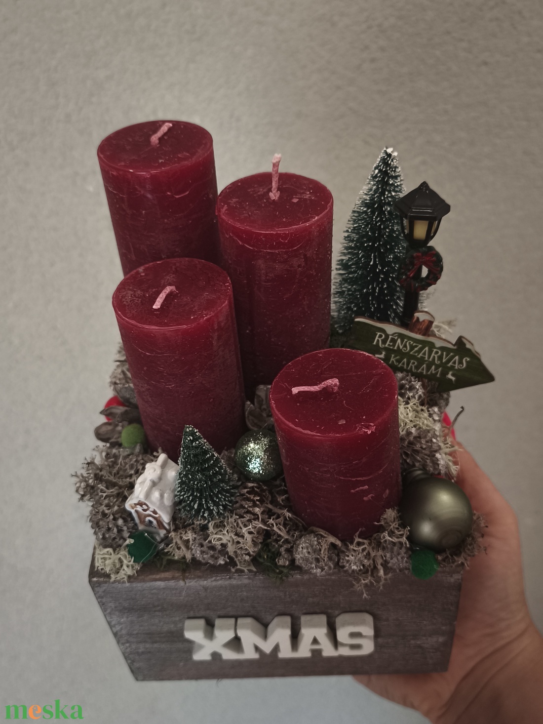 Piros adventi box - karácsony - adventi díszek - adventi koszorú - Meska.hu