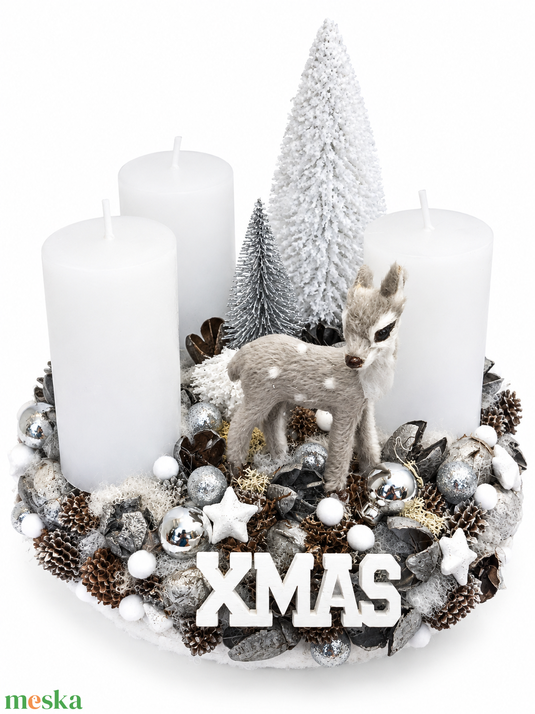 Őzikés adventi koszorú  - karácsony - adventi díszek - adventi gyertyadíszek és koszorúdíszek - Meska.hu