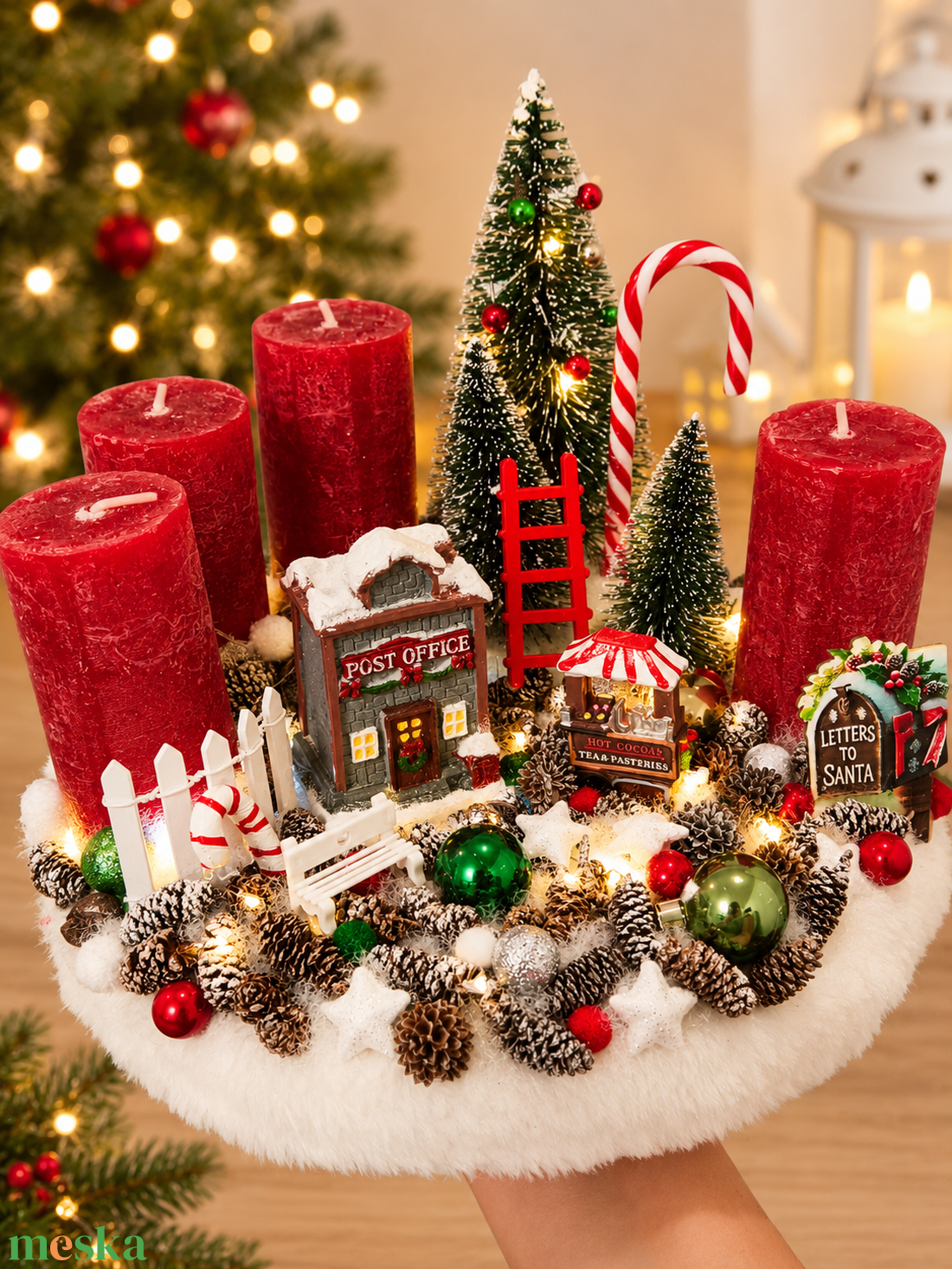 Karácsonyi utca jelenet adventi koszorú  - karácsony - adventi díszek - adventi koszorú - Meska.hu