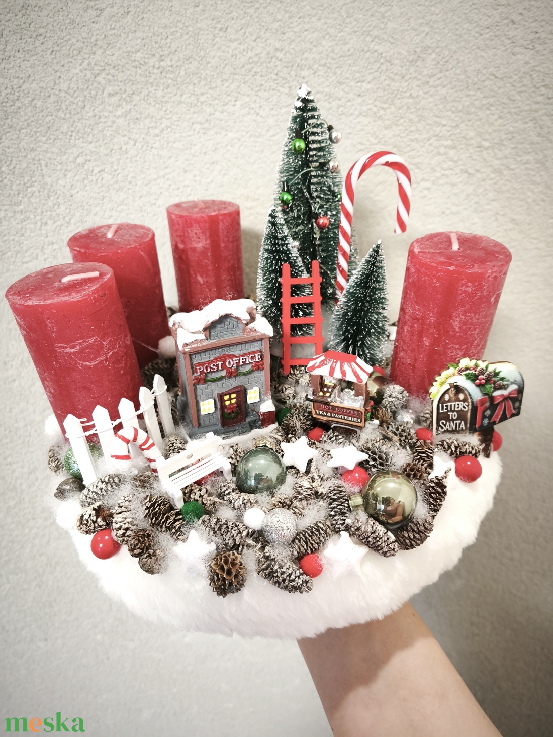Karácsonyi utca jelenet adventi koszorú  - karácsony - adventi díszek - adventi koszorú - Meska.hu