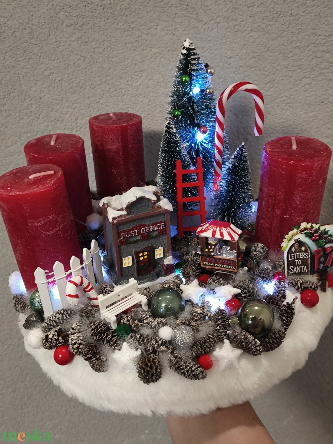 Karácsonyi utca jelenet adventi koszorú  - karácsony - adventi díszek - adventi koszorú - Meska.hu