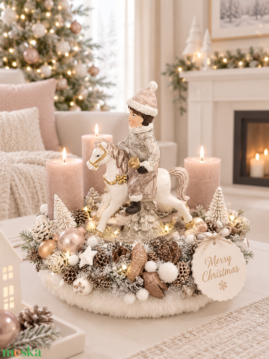 Pasztell adventi koszorú  - karácsony - adventi díszek - adventi koszorú - Meska.hu
