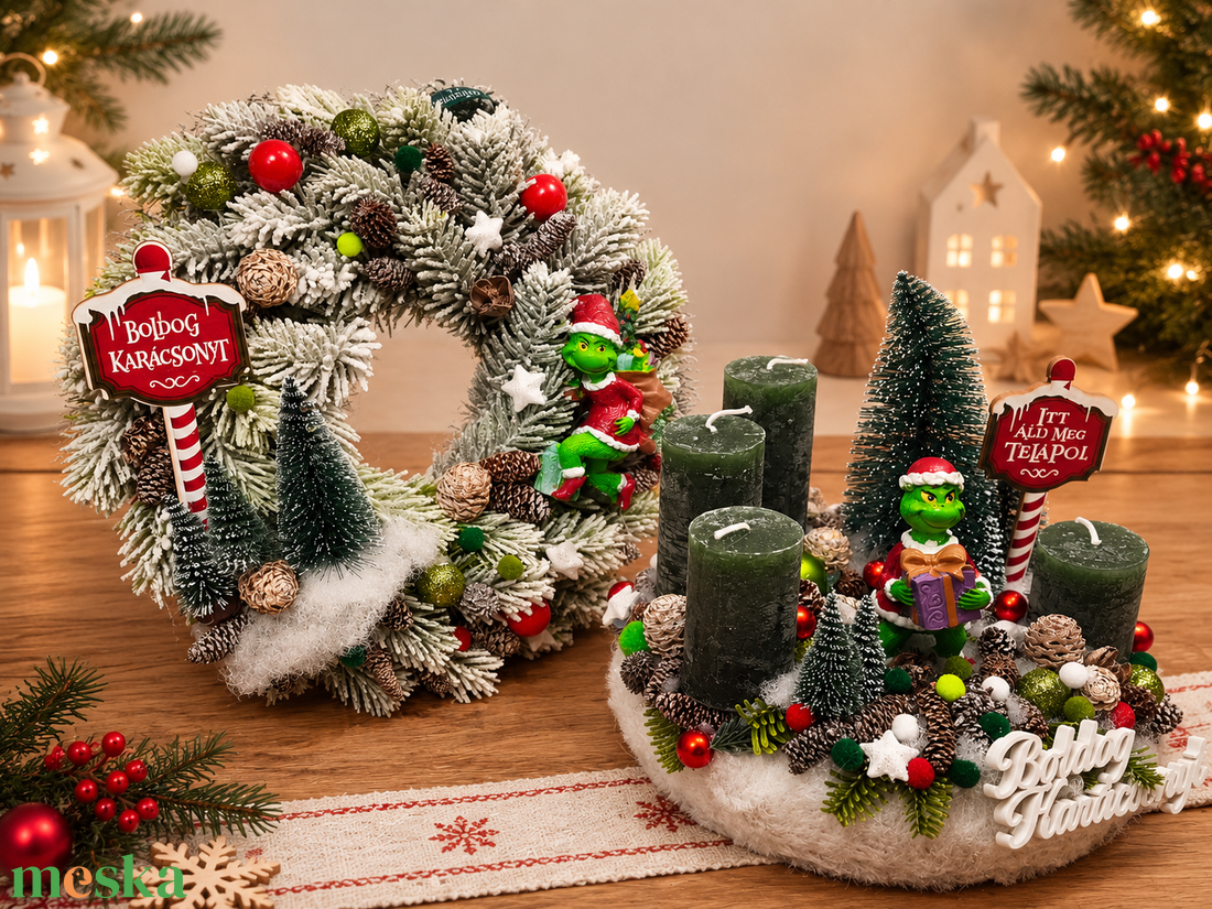 Grinches adventi koszorú  - karácsony - adventi díszek - adventi koszorú - Meska.hu
