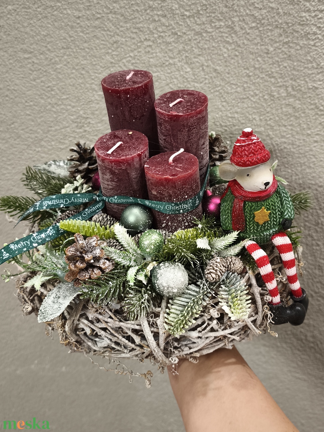 Egérkés adventi koszorú  - karácsony - adventi díszek - adventi koszorú - Meska.hu