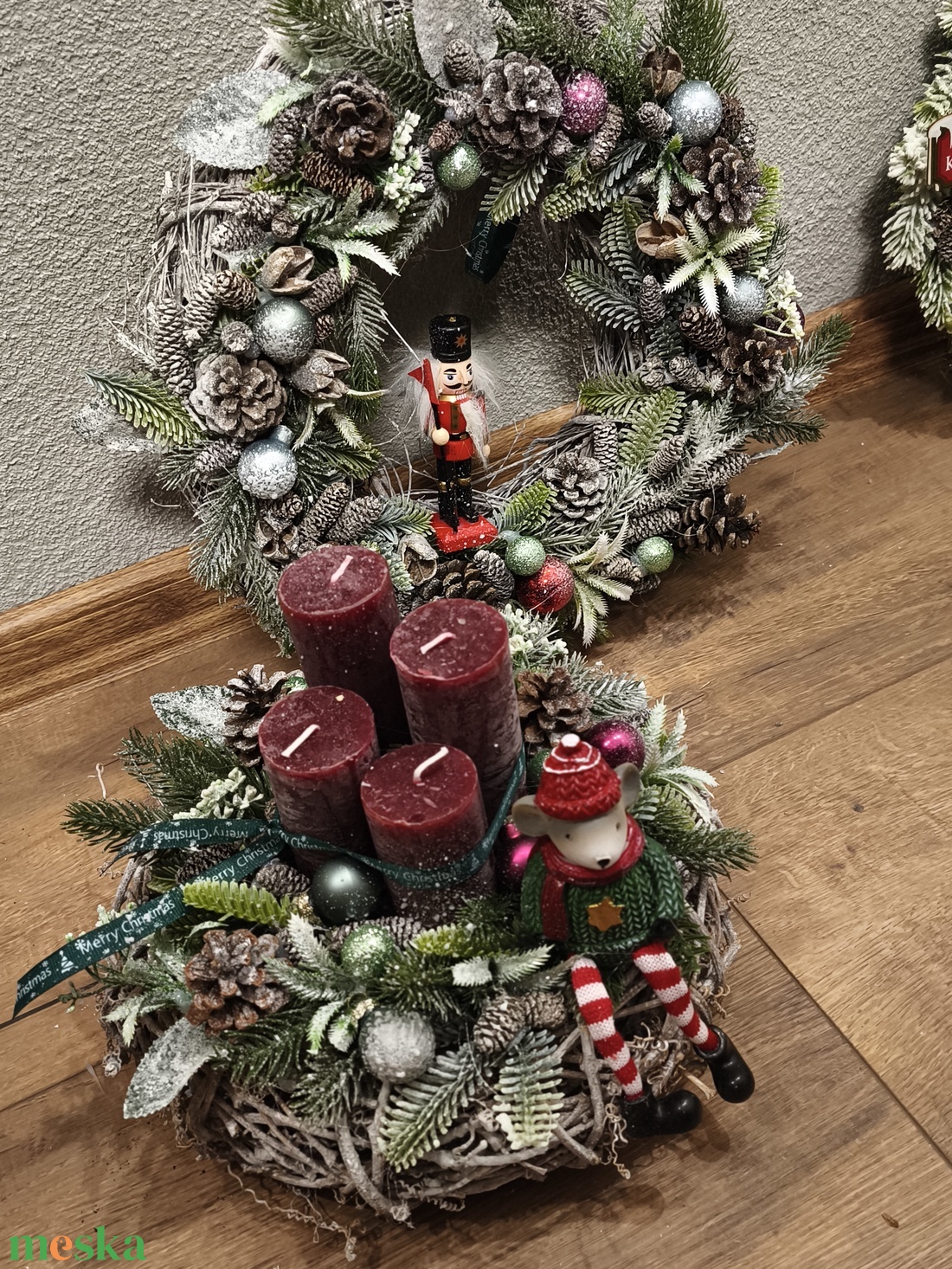 Egérkés adventi koszorú  - karácsony - adventi díszek - adventi koszorú - Meska.hu