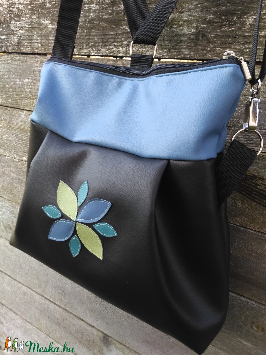 Kék fekete 3in1 táska hátizsák  - táska & tok - variálható táska - Meska.hu