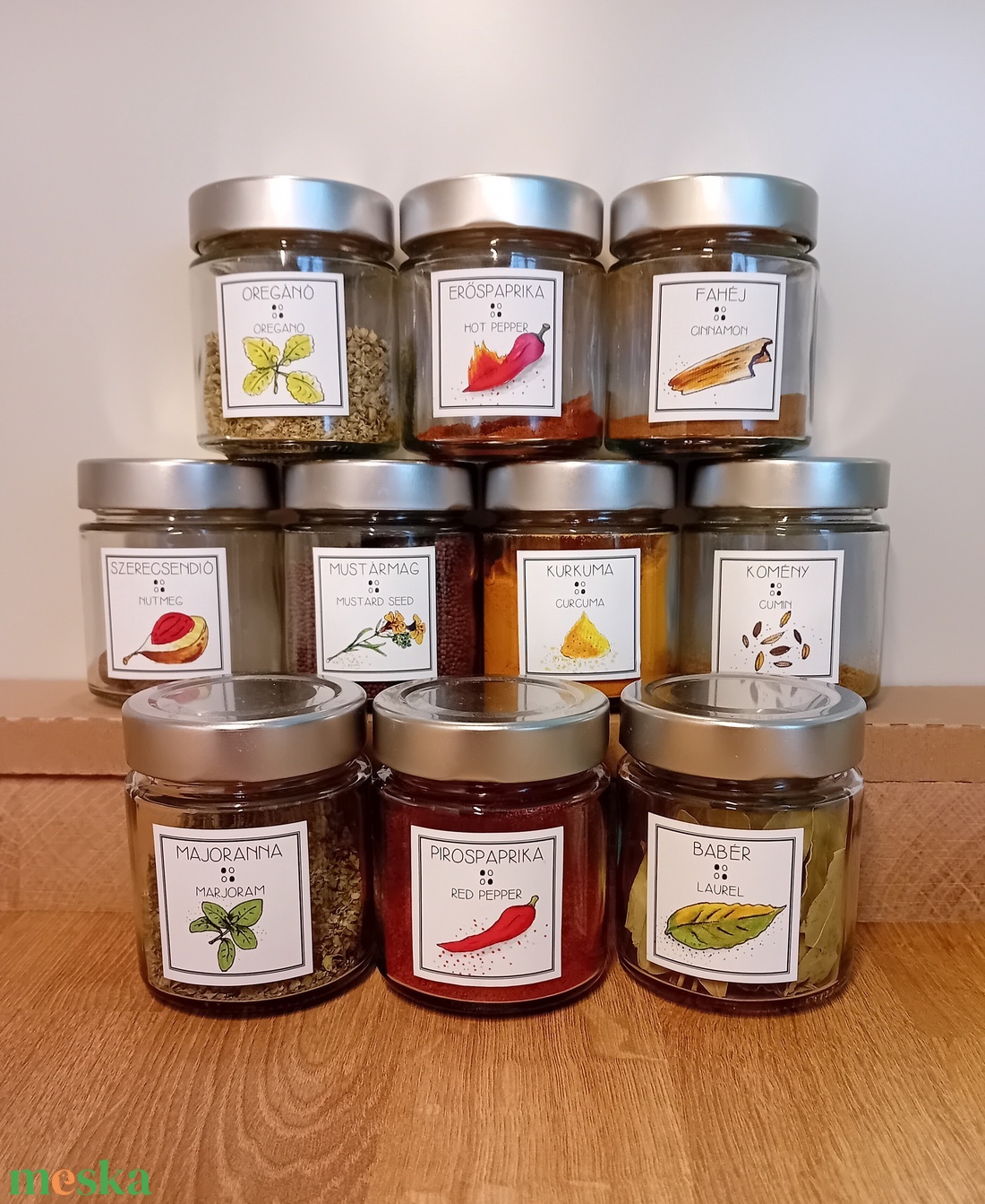 10 darab üveg fűszertartó - otthon & életmód - konyhafelszerelés, tálalás - konyhai tárolás - fűszertartó - Meska.hu