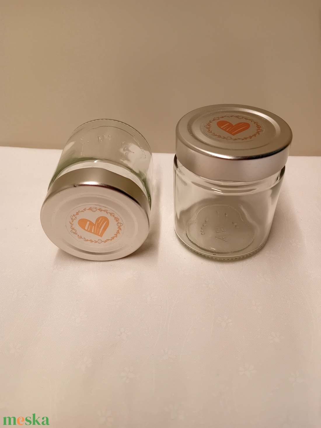 4 darab üveg szíves tetővel - kellékek & szerszámok - díszíthető tárgyak - üveg - Meska.hu