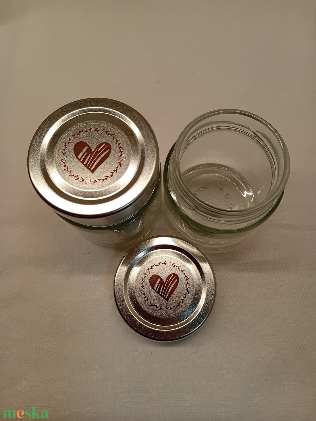 4 darab üveg szíves tetővel - kellékek & szerszámok - díszíthető tárgyak - üveg - Meska.hu