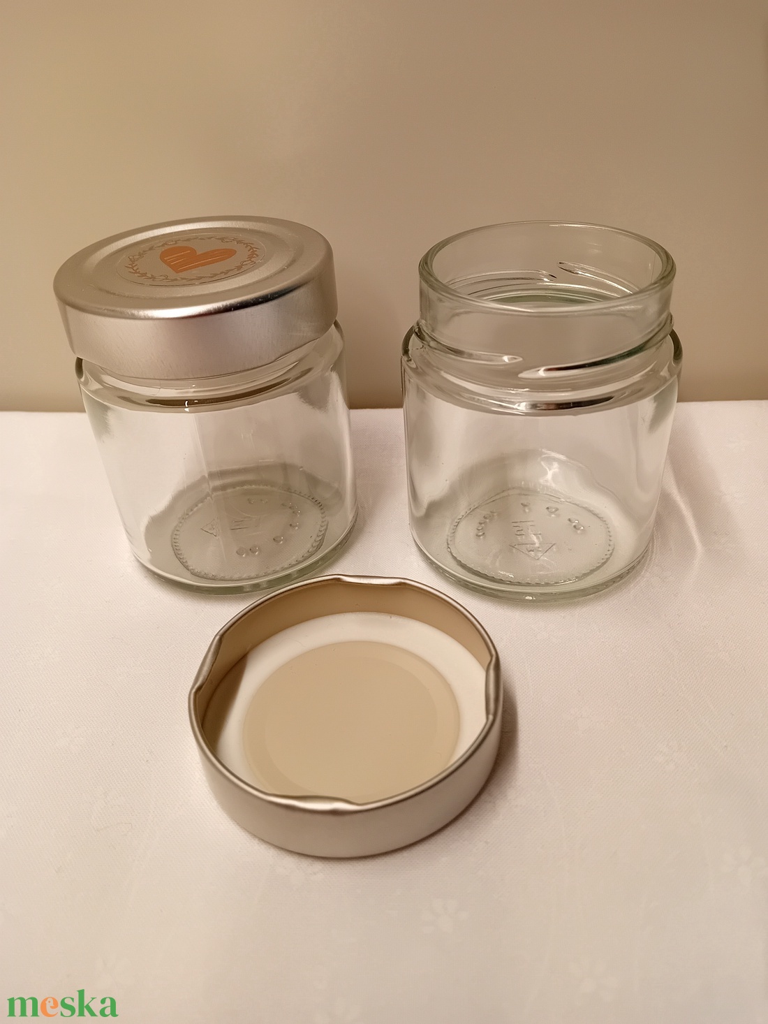 4 darab üveg szíves tetővel - kellékek & szerszámok - díszíthető tárgyak - üveg - Meska.hu