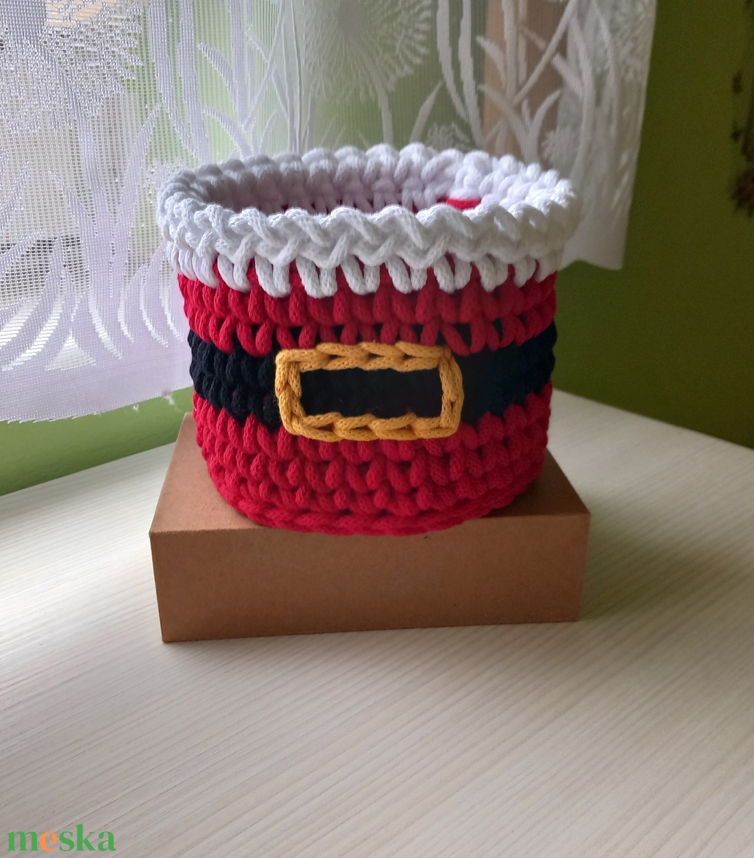 Horgolt mikulás öves tároló - karácsony - karácsonyi lakásdekoráció - Meska.hu