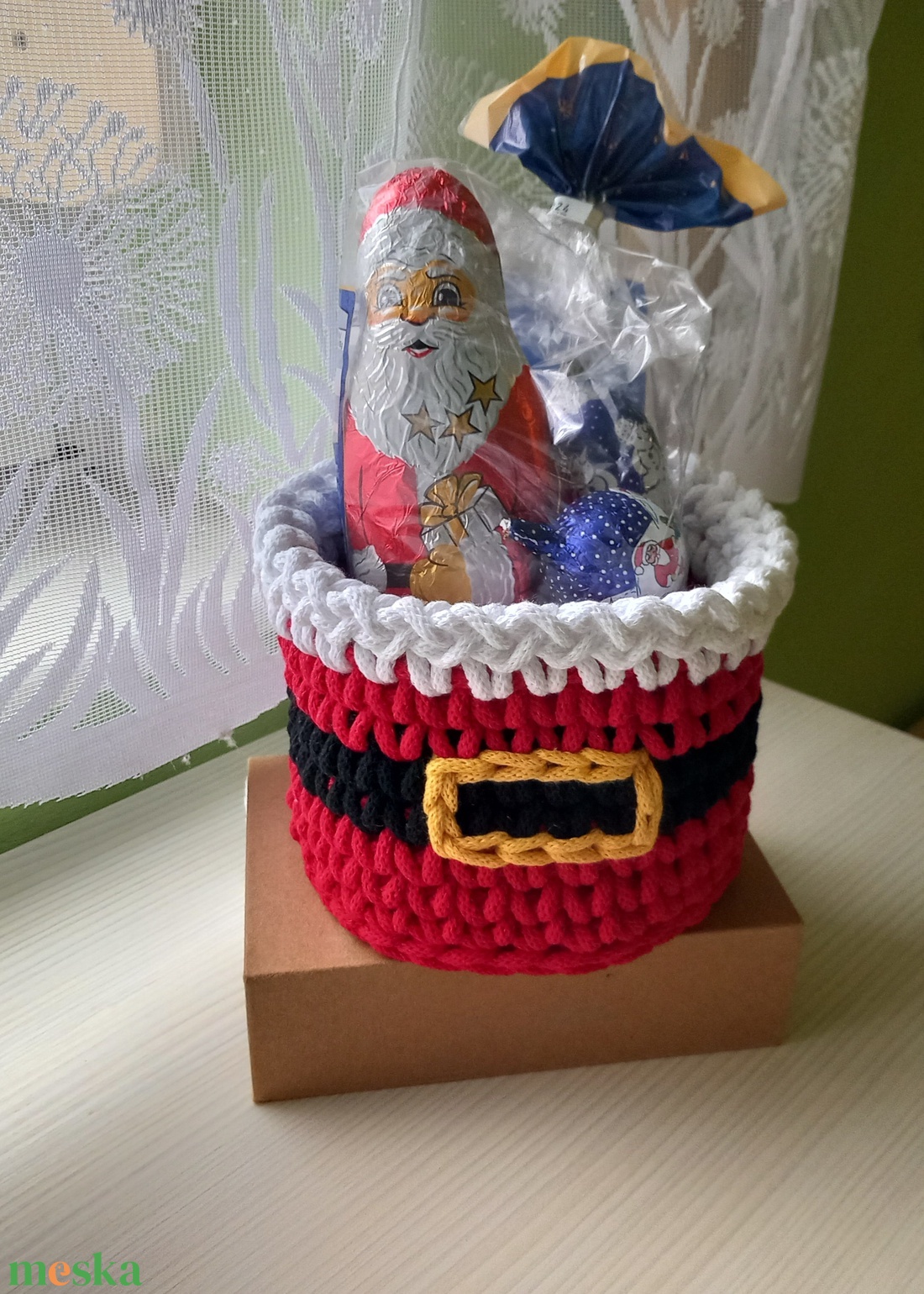 Horgolt mikulás öves tároló - karácsony - karácsonyi lakásdekoráció - Meska.hu
