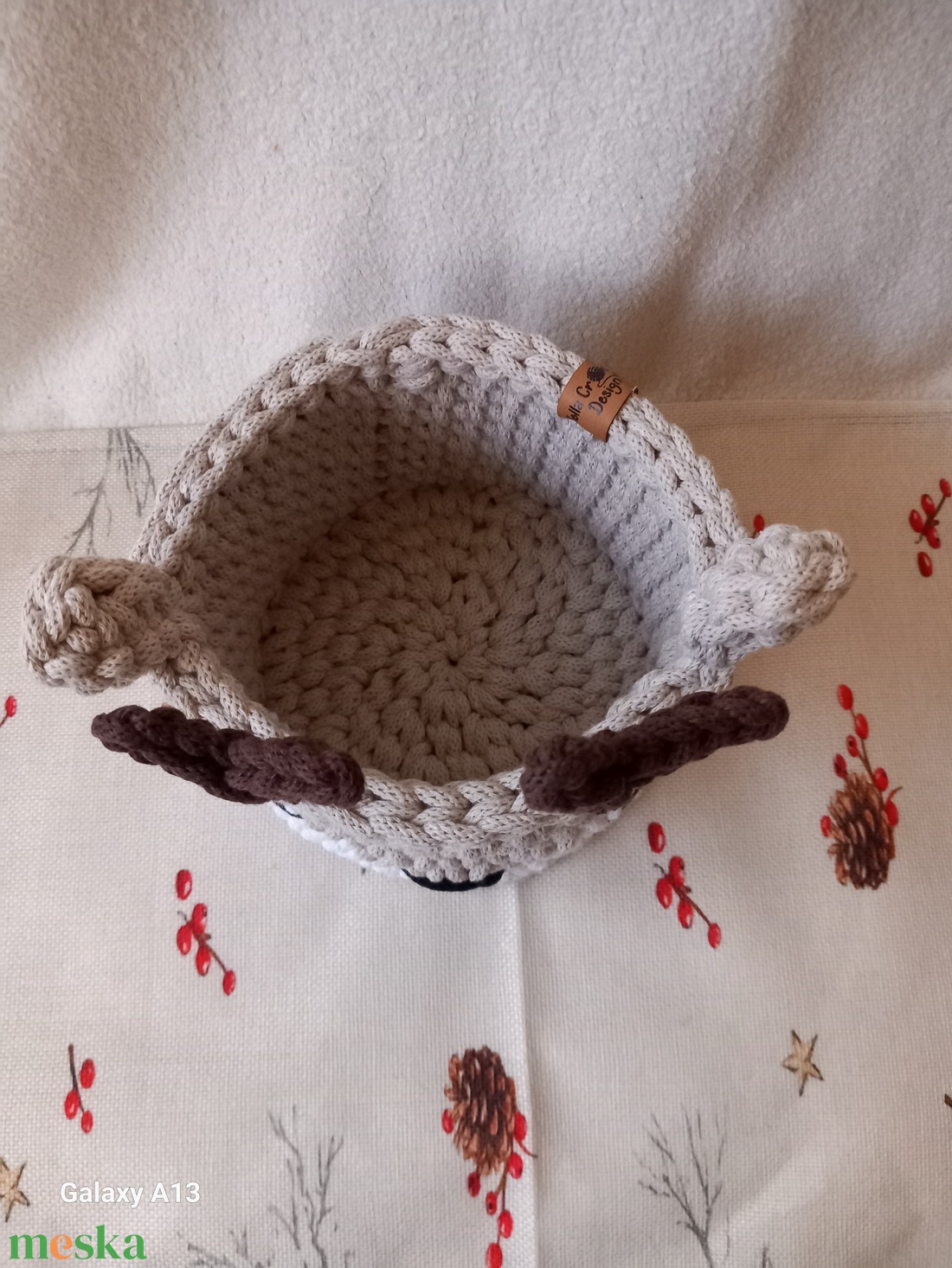 Horgolt rénszarvas tároló - otthon & életmód - babaszoba, gyerekszoba - játéktároló - Meska.hu