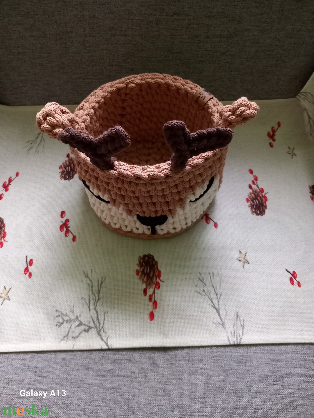 Horgolt szarvas tároló - otthon & életmód - tárolás & rendszerezés - tárolókosár - Meska.hu