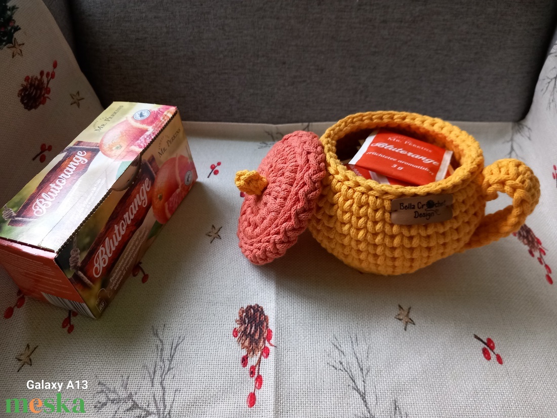 Horgolt kis teatartó bögre/ tároló  - otthon & életmód - tárolás & rendszerezés - tárolókosár - Meska.hu