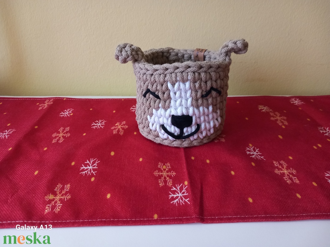 Horgolt kis kutyusos tároló  - otthon & életmód - babaszoba, gyerekszoba - játéktároló - Meska.hu