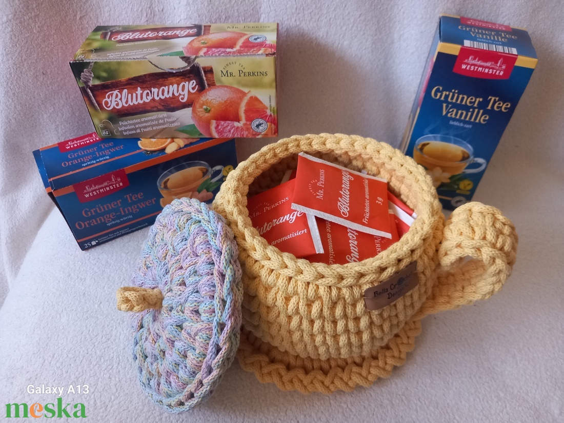 Horgolt nagy bögre/ teatartó - otthon & életmód - konyhafelszerelés, tálalás - konyhai tárolás - tea & kávé tárolás - Meska.hu