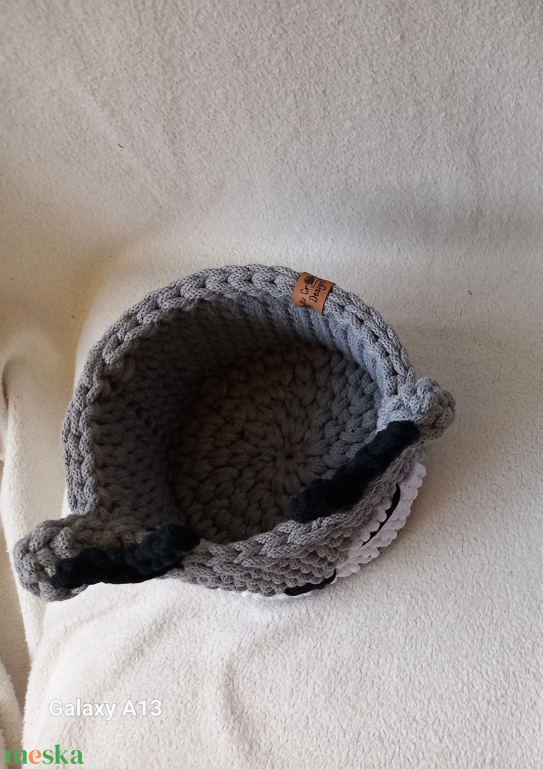 Horgolt szürke rénszarvas tároló  - karácsony - karácsonyi ajándékozás - karácsonyi képeslap, üdvözlőlap, ajándékkísérő - Meska.hu