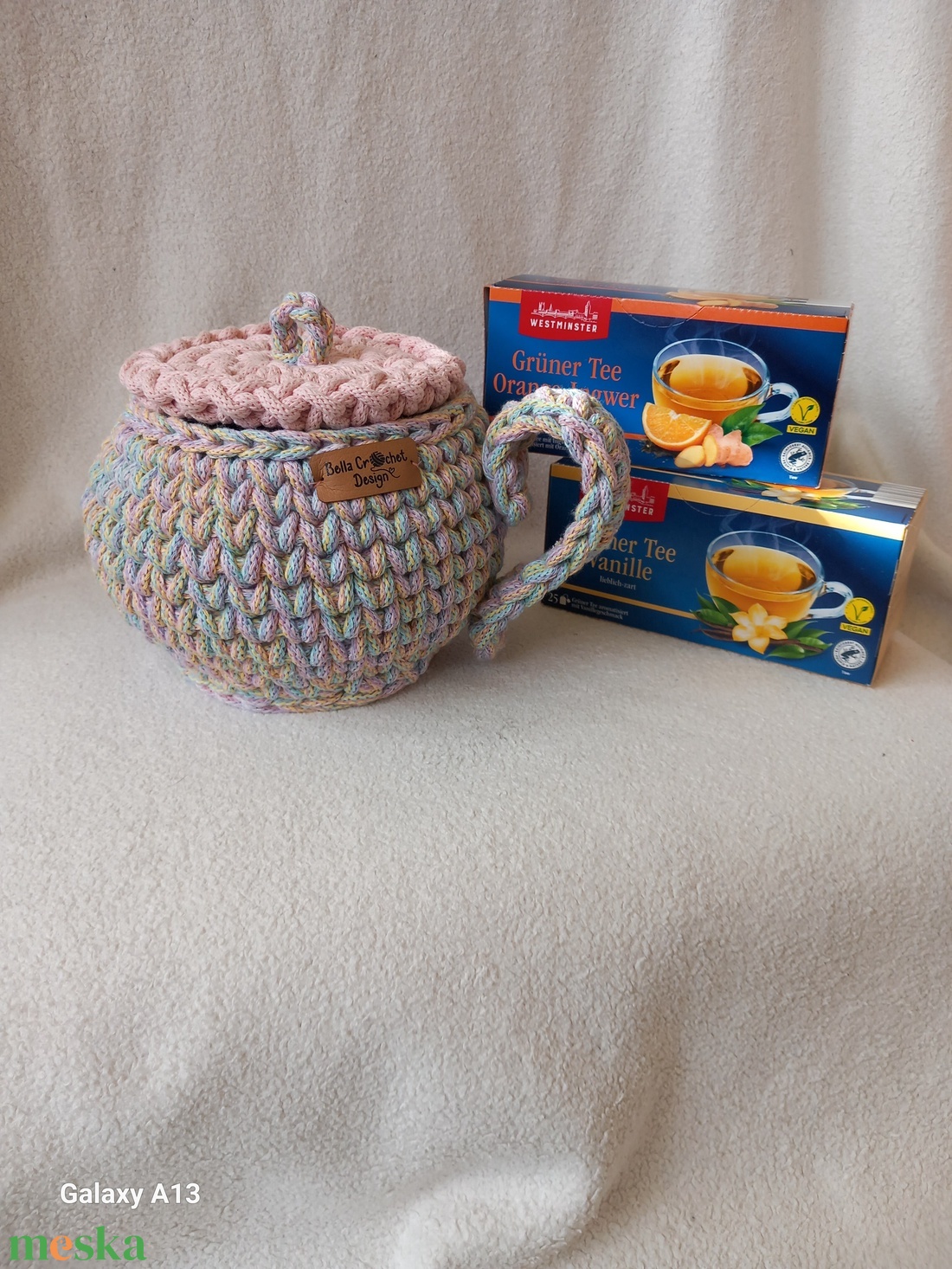 Horgolt színes teatartó/ nagy bögre  - otthon & életmód - konyhafelszerelés, tálalás - konyhai tárolás - tea & kávé tárolás - Meska.hu