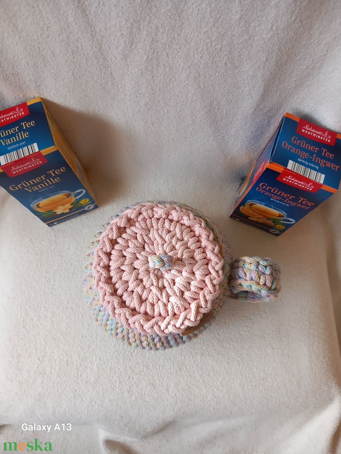 Horgolt színes teatartó/ nagy bögre  - otthon & életmód - konyhafelszerelés, tálalás - konyhai tárolás - tea & kávé tárolás - Meska.hu