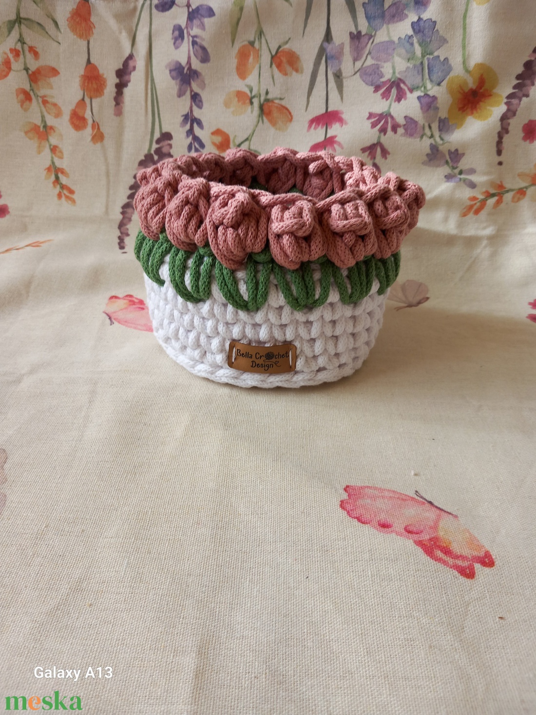 Horgolt tulipános kosarak  - otthon & életmód - tárolás & rendszerezés - doboz - Meska.hu