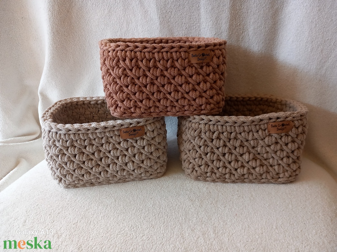 Horgolt téglatest tároló - otthon & életmód - tárolás & rendszerezés - doboz - Meska.hu