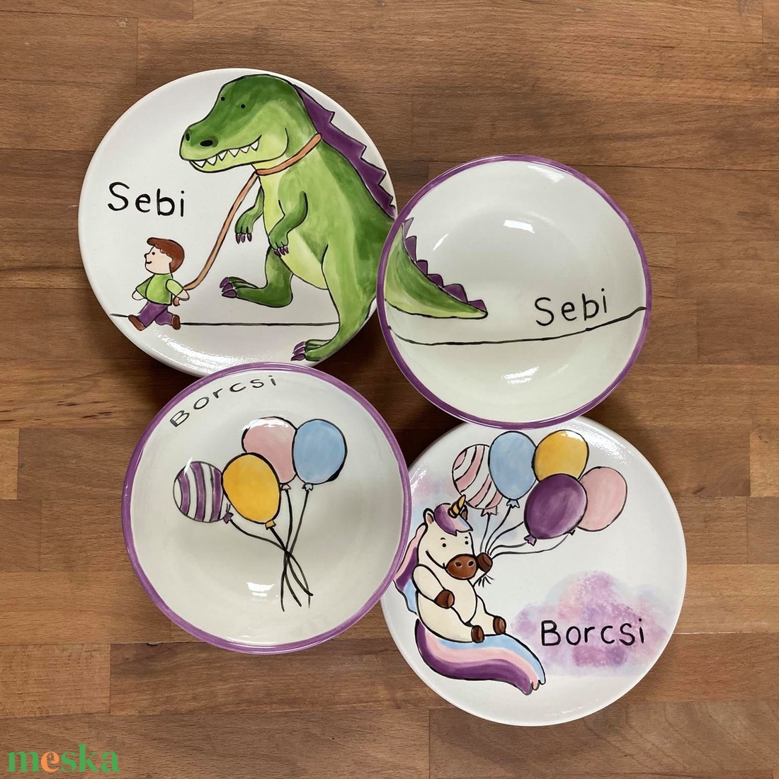Névre szóló gyerek reggeliző szettek - otthon & életmód - konyhafelszerelés, tálalás - tálalás - tányér & étkészlet - Meska.hu
