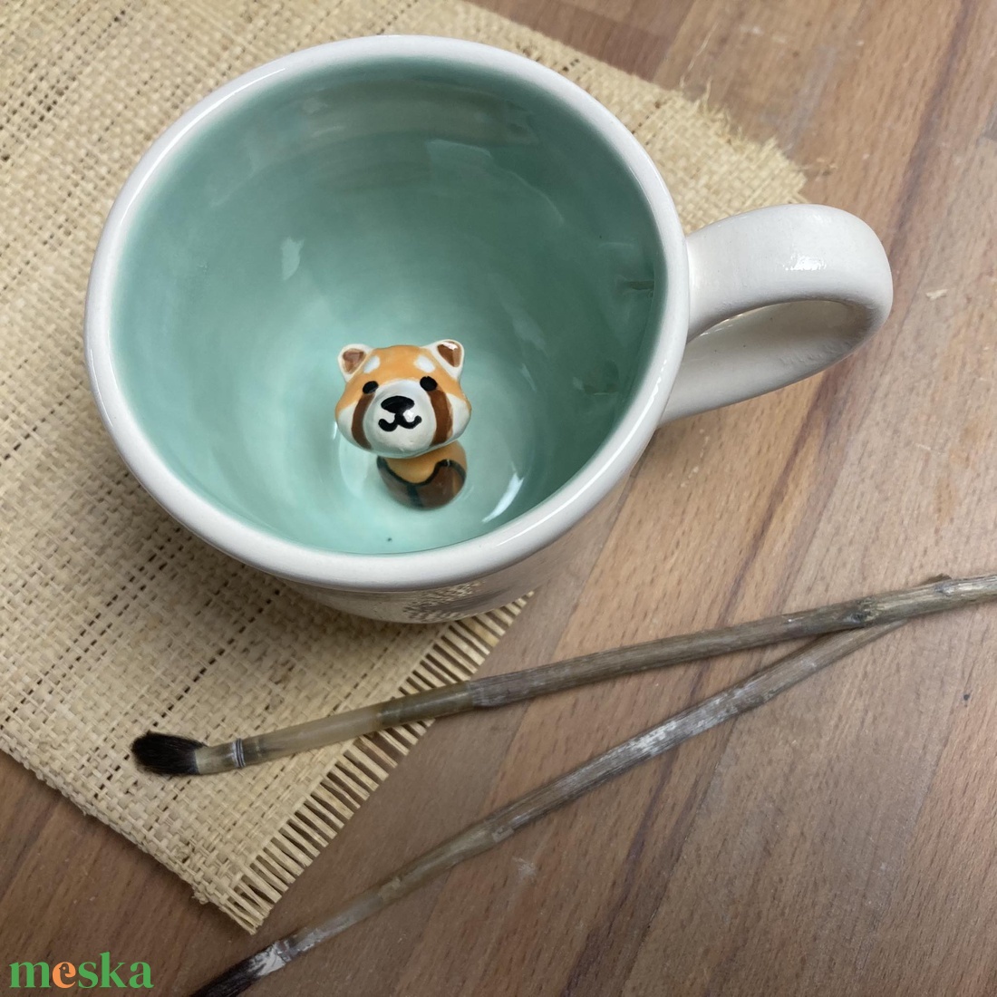 VÖRÖS PANDA - kukucskáló bögre - otthon & életmód - konyhafelszerelés, tálalás - tálalás - bögre & csésze - Meska.hu