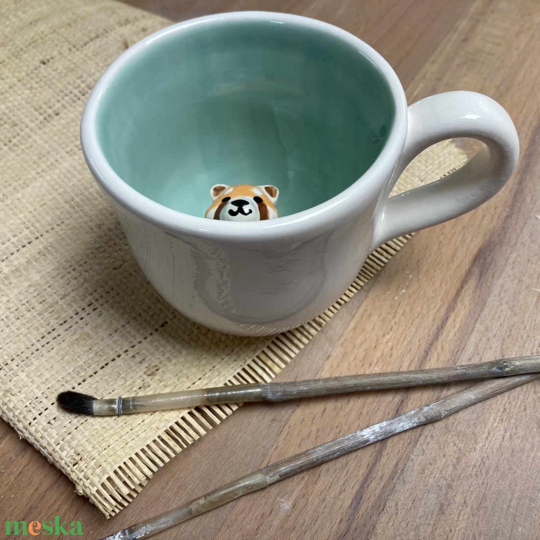 VÖRÖS PANDA - kukucskáló bögre - otthon & életmód - konyhafelszerelés, tálalás - tálalás - bögre & csésze - Meska.hu