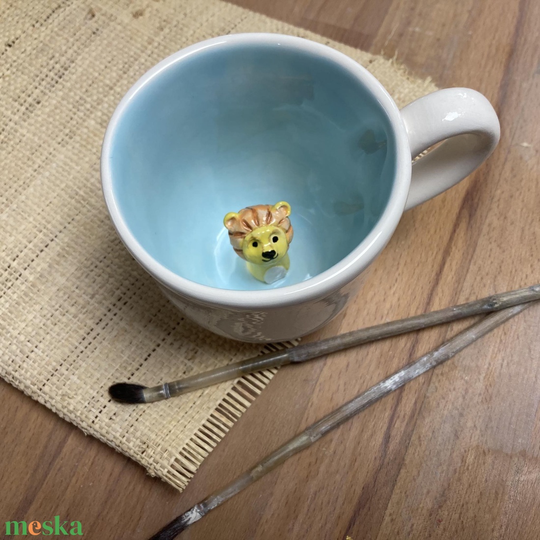 KICSI OROSZLÁN - kukucskáló bögre - otthon & életmód - konyhafelszerelés, tálalás - tálalás - bögre & csésze - Meska.hu