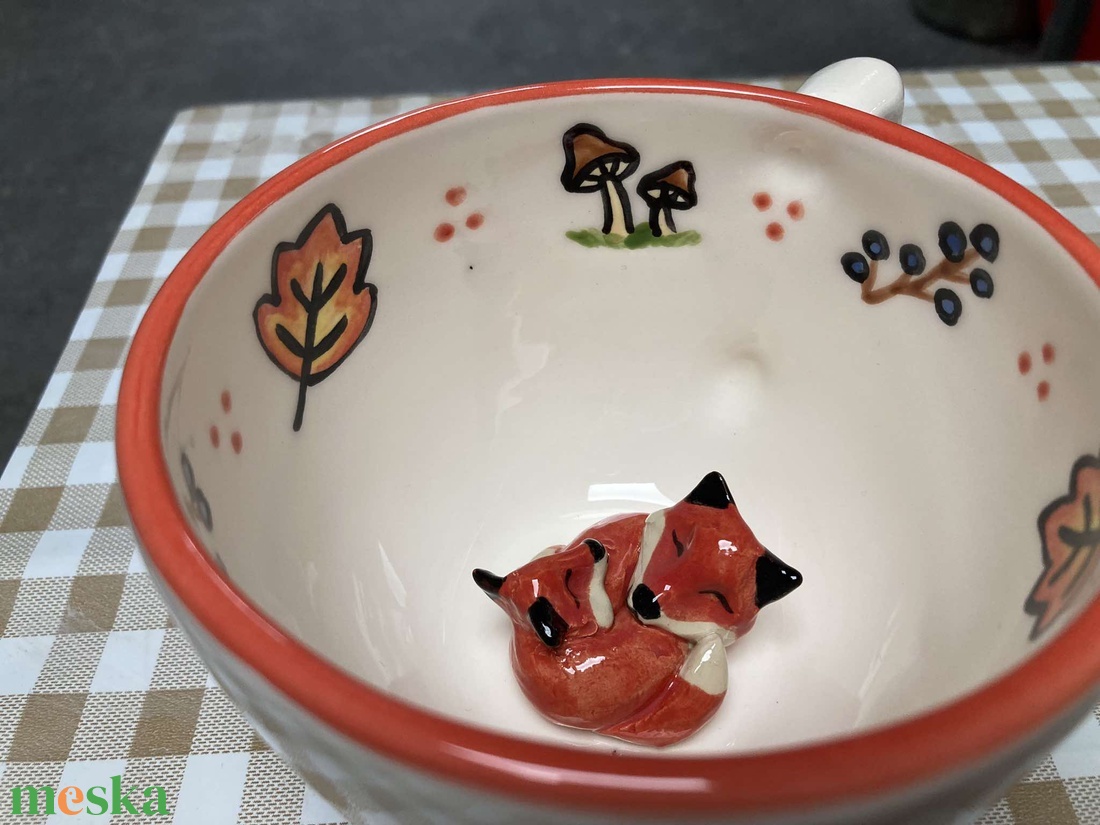 SZERELMES RÓKÁK  - kukucskáló bögre  - otthon & életmód - konyhafelszerelés, tálalás - tálalás - bögre & csésze - Meska.hu