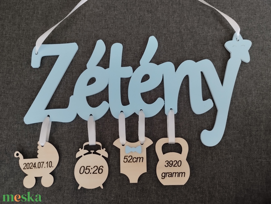 Babaköszöntő névtábla  - otthon & életmód - babaszoba, gyerekszoba - babaszoba, gyerekszoba - Meska.hu