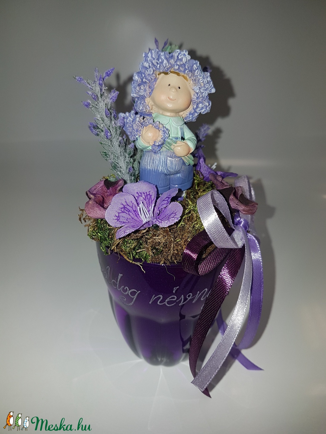 Boldog névnapot Levendulás, lila figurás dísz -  - Meska.hu