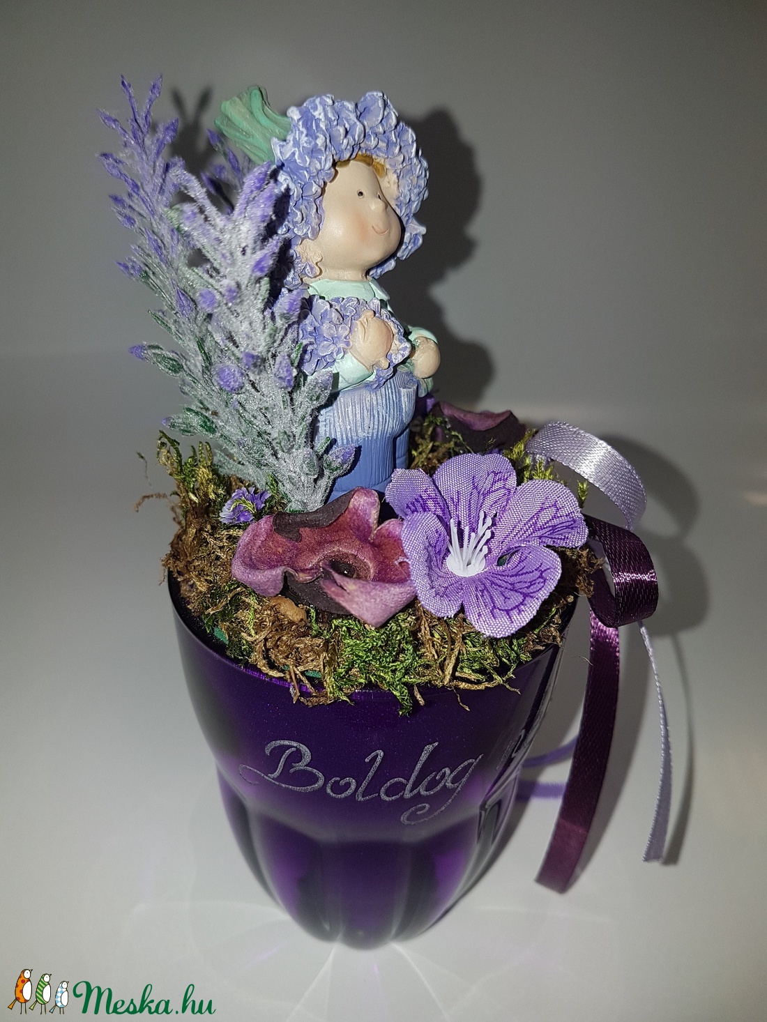 Boldog névnapot Levendulás, lila figurás dísz -  - Meska.hu